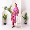 Salmon Pink Thin Chanderi Printed Stole (1 PC)