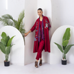 Maroon Silk Chanderi Floral Printed Front Open Dress (1 PC)