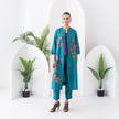 Emerald Silk Chanderi Floral Printed Front-Zip Dress (1 PC)