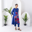 Cobalt Blue Silk Chanderi Printed Tunic (1 PC)