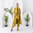 Mustard Silk Chanderi Printed High-Low Dress (1 PC)