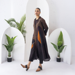 Shades Of Brown Viscose Dupion Printed Front Open Dress (1 PC)