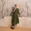 Leaf Green Silk Chanderi Printed Tunic (1 PC)