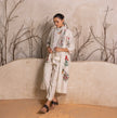 Ivory Silk Chanderi Floral Printed Front Open Dress (1 PC)