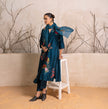 Indigo Thin Chanderi Floral Printed Stole (1 PC)