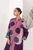 Salmon Pink & Wine Viscose Dupion Printed Shirt Style Tunic (1 PC)
