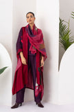 Red Viscose Dupion Printed Kaftaan Style Dress (1 PC)