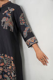 Black Silk Chanderi Rich Folk-Inspired Printed Tunic (1 PC)