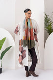 Ivory Viscose Dupion Leaf Printed Dress (1 PC)