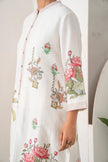 Ivory Silk Chanderi Miniature Art Printed High-Low Dress (1 PC)