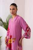 Salmon Pink Silk Chanderi Printed Tunic (1 PC)