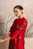 Bright Red Silk Chanderi Printed Tunic (1 PC)