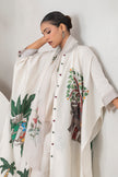 Ivory Silk Chanderi Elephant And Tropical Foliage Printed Kaftan (1 PC)