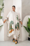 Ivory Silk Chanderi Folk Tale Printed Kaftan (1 PC)