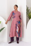Salmon Pink Viscose Dupion Printed Dress (1 PC)