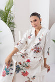 Ivory Silk Chanderi Printed High-Low Dress (1 PC)