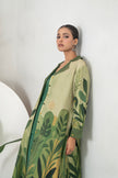 Shades Of Green Silk Chanderi Lush Jungle Printed Dress (1 PC)