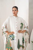 Ivory Silk Chanderi Folk Tale Printed Kaftan (1 PC)