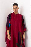 Red Viscose Dupion Printed Kaftaan Style Dress (1 PC)