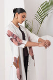 Ivory Viscose Dupion Leaf Printed Dress (1 PC)