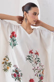 Ivory Silk Chanderi Floral Printed Kaftan (1 PC)