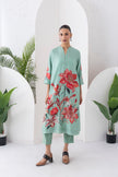 Mint Green Silk Chanderi Bloom-Inspired Printed Tunic (1 PC)