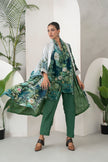 Ivory Silk Chanderi Vivid Garden Illustration Printed Kaftan (1 PC)