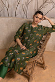 Leaf Green Silk Chanderi Printed Tunic (1 PC)