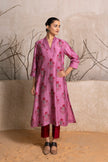 Salmon Pink Silk Chanderi Floral Boota Printed Tunic (1 PC)