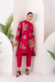 Hot Pink Silk Chanderi Floral Printed Shirt Style Tunic (1 PC)