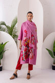 Salmon Pink Silk Chanderi Printed Tunic (1 PC)