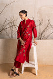 Bright Red Silk Chanderi Printed Tunic (1 PC)