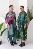 Salmon Pink & Wine Thin Chanderi Printed Stole (1 PC)