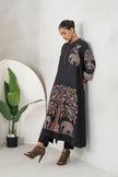Black Silk Chanderi Rich Folk-Inspired Printed Tunic (1 PC)