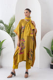 Mustard Silk Chanderi Chintz Printed Kaftan (1 PC)
