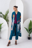 Indigo Silk Chanderi Printed High-Low Dress (1 PC)