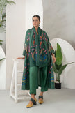 Emerald Thin Chanderi Peacocks And Fish Motifs Printed Stole (1 PC)