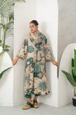Beige Silk Chanderi Delicate Floral Artwork Printed Tunic (1 PC)