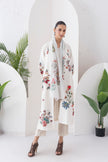 Ivory Silk Chanderi Printed High-Low Dress (1 PC)
