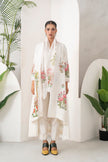 Ivory Thin Chanderi Miniature-Style Garden Printed Stole (1 PC)