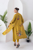 Mustard Silk Chanderi Printed High-Low Dress (1 PC)