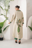 Beige Silk Chanderi Nature-Inspired Printed Dress (1 PC)