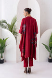 Maroon Silk Chanderi Printed Kaftan Style Dress (1 PC)