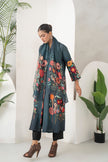Charcoal Thin Chanderi Striking Floral Illustration Printed Stole (1 PC)