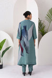Sage Green Viscose Dupion Printed Dress (1 PC)