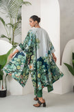 Ivory Silk Chanderi Vivid Garden Illustration Printed Kaftan (1 PC)