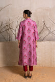 Salmon Pink Silk Chanderi Floral Boota Printed Tunic (1 PC)