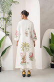 Ivory Silk Chanderi Miniature Art Printed High-Low Dress (1 PC)