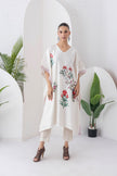 Ivory Silk Chanderi Floral Printed Kaftan (1 PC)