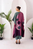 Sage Green & Salmon Pink Viscose Dupion Printed Kaftan (1 PC)